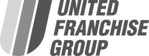 United Franchise Group logo with three vertical stripes on the left.